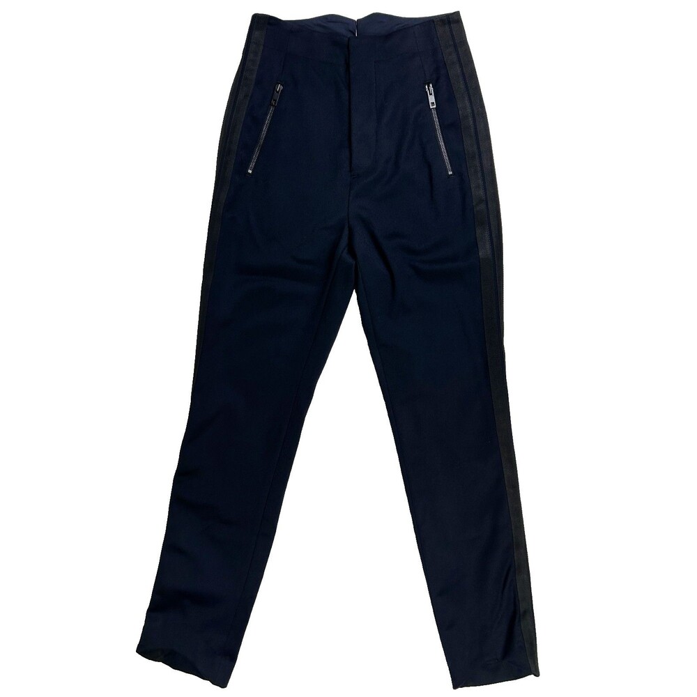 Rag & Bone Navy Blue Side Racing Stripe Wool Skinny Pants Slacks Trousers Work 0